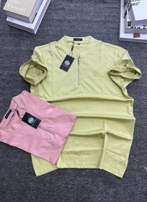 Green zipped High Quality T-Shirt